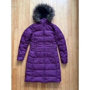 Columbia Purple Puffer Coat with Faux Fur Hood Winter Warmth Size S